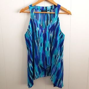 5/$25 Apt. 9 Watercolor Asymmetric Waterfall Top